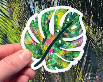 Monstera Sticker, Tropical Leaf Sticker, Colorful Monstera Plant Sticker | Vinyl Sticker
