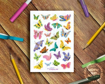 Butterflies Sticker Sheet - Great for Bullet Journaling, Planners - Vinyl