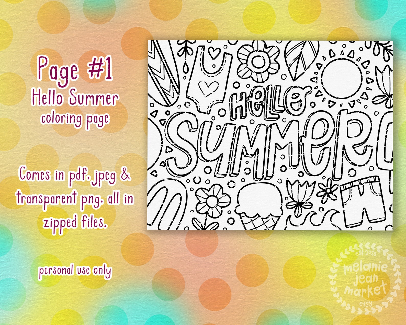 Summer Typography Coloring Pages 3 Pack Seasonal Coloring | Etsy
