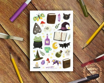 Witchy Vibes Sticker Sheet - Great for Bullet Journaling, Planners - Vinyl