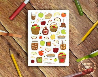 Apple Picking Sticker Sheet - Great for Bullet Journaling, Planners! Sewing Scrapbooking Sheet, Crafter's Sticker Sheet - Vinyl