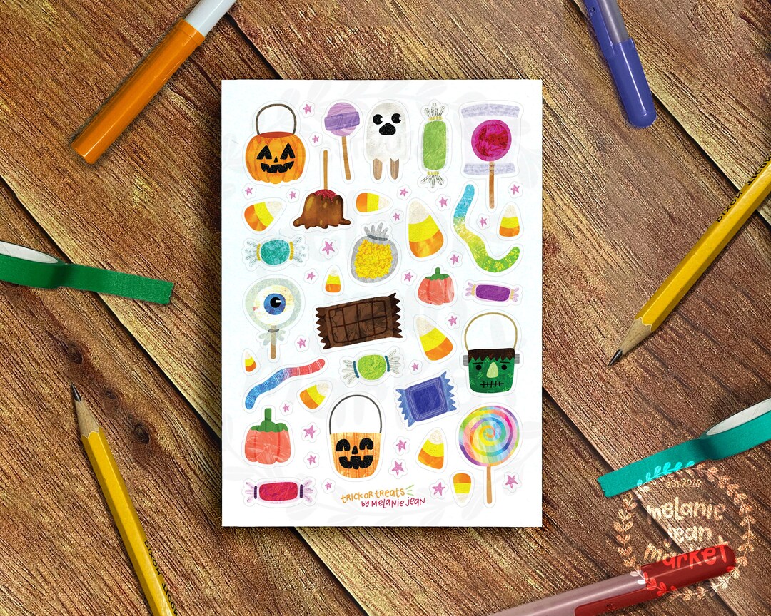 Halloween Candy Sticker Sheet Great for Bullet Journaling Etsy