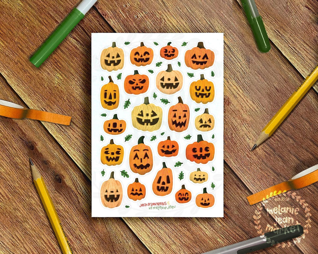 Jack O Lanterns Sticker Sheet - Great for Bullet Journaling, Planners ...