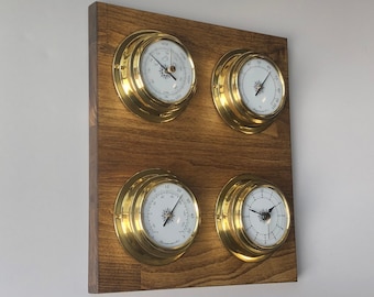 ヴィンテージ 気圧計 ドイツ製 気象ステーション Skai レザー 気圧計