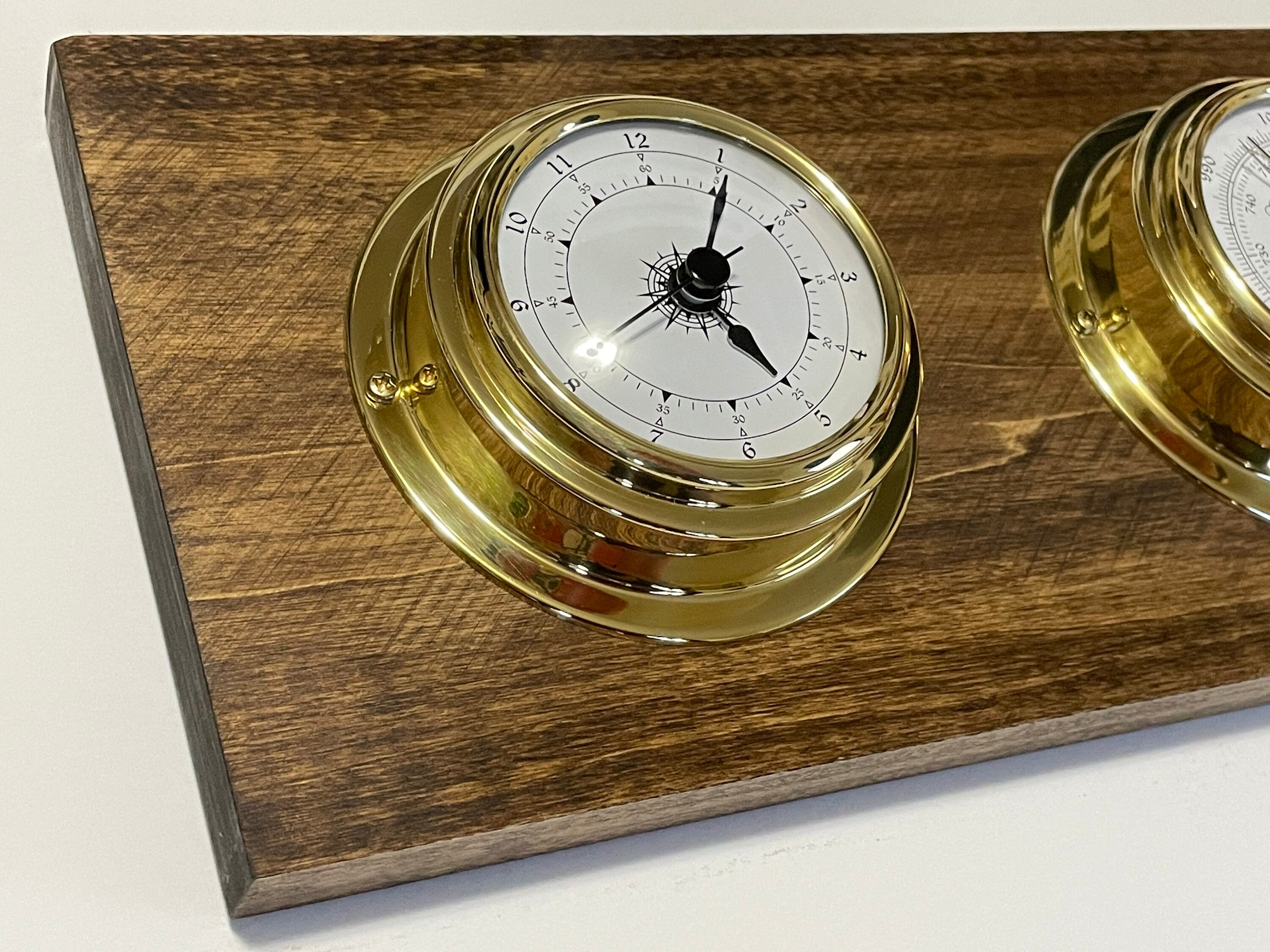 Multi Clock Barometer Temperature Weather Station - Barometer Clock Hygrometer Thermometer - Solid Wood ...