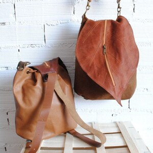 leather bag , leather backpack , Forest ,De Cuir image 4