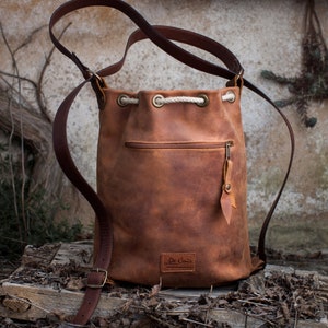 Backpack leather handbag leather , Natura image 1