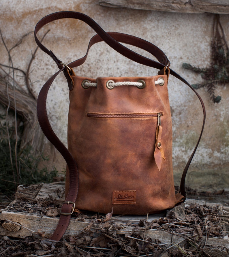 Backpack leather handbag leather , Natura image 1