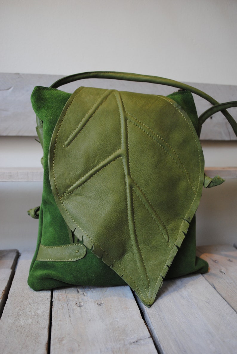 Leather Leaf handbag, Forest collection image 2