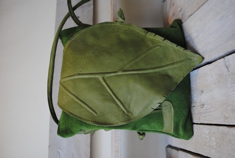 Blad middelgrote handtas, bossen collectie groen afbeelding 2