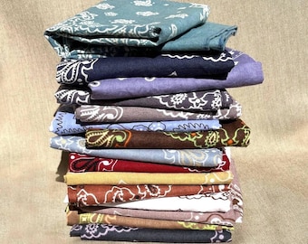 Soft Cotton Bandana Sunfaded Hand Dyed Paisley Bandana