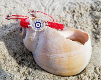 Pulsera evil eye, pulsera Macrame, pulsera anudada, pulsera de envoltura elegante, protección contra el mal de ojo