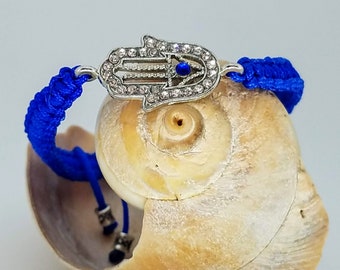 Pulsera Hamsa, Pulsera Macrame, Pulsera anudada, Pulsera envolvente elegante, Charm de mano Hamsa, Pulsera de protección, Pulsera ajustable
