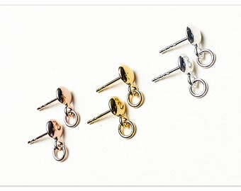 Silber Ohrstecker mit Biegering Sterlingsilber Stecker Elemente 925 Ohrring Komponente Rose Gold Ohrstecker Platte mit Öse