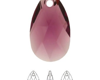 Swarovski 6106 Pear Shaped Amethyst Swarovski Drop Purple Crystal Violet Crystal 16mm Pear Pendant 22mm Almond Stone