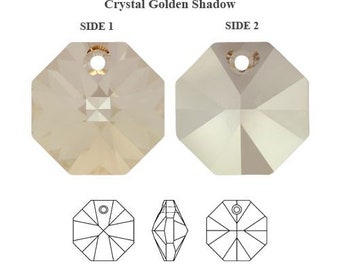 Swarovski 6401 Octagon Golden Shadow 12 mm cristal 14 mm cristal Octole pendentif beige octock cristal or Pierre multicolore pendentif