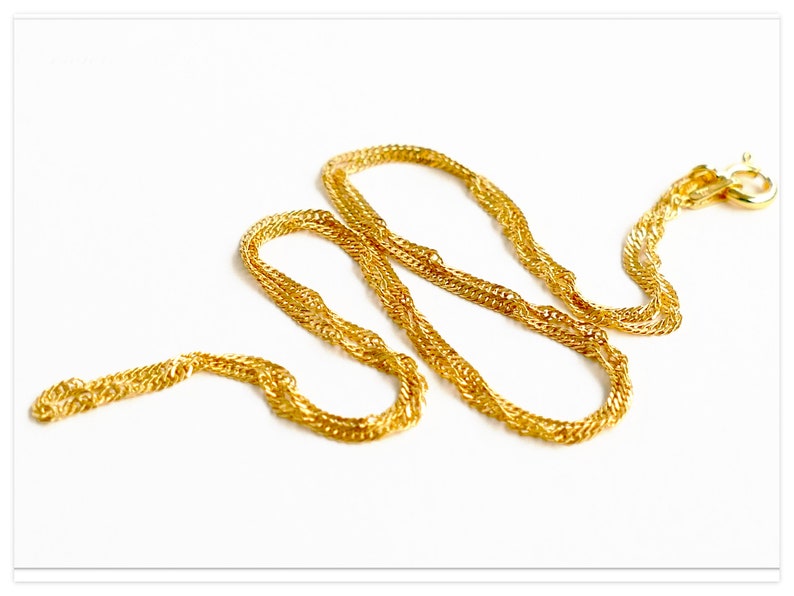 1.1mm Singapore Twister 24K Gelb Gold vergoldete Silber Kette 925 40cm 45cm 50cm Halskette Sterlingsilber Kette Echtsilber Kette Bild 2