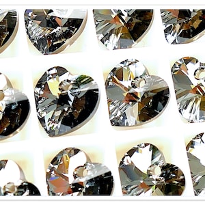 Swarovski 6228 Heart Crystal Silver Night 10mm crystal 14mm heart 18mm  crystal Swarovski Heart Swarovski crystal black heart multicolor
