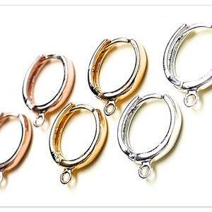 925 Silver Hoops Blanks Sterling Silver Hinged Hoops for Swarovski Earring Elements Rose Gold Plated Huggie Hoops