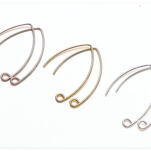 Silver fish ear hooks Sterling silver earrings findings Rose Gold long earring settings 925 loops 24K yellow gold plated earwires