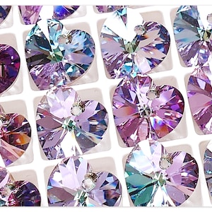 Swarovski Elements 6228 Heart Vitrail Light crystal 10mm 14mm 18mm crystal Swarovski Heart multicolor crystal Violet crystal Violet Heart