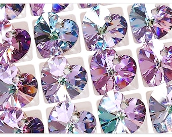 Swarovski Elements 6228 Cuore Vitrail Light Crystal 10 mm 14 mm 18 mm Cuore Swarovski Cristallo Swarovski Cristallo viola Cuore viola