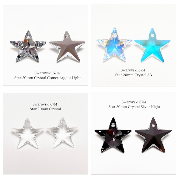 Swarovski 6714 Star 20mm Crystal Comet Argent Light Silver Night Crystal AB Silber weiß multicolored schwarz Regenbogen Stern Kristall