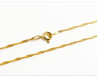 1.1mm singapore Twister 24K yellow gold plated silver chain 925 necklace 40cm 45cm 50cm necklace delicate solid silver chain 16" 18" 20"