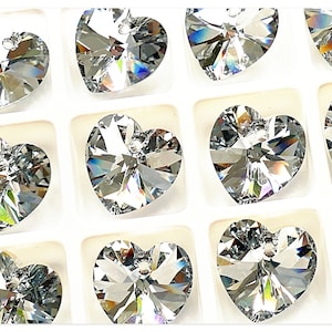 Swarovski 6228 Heart Comet Argent Light 10mm crystal 14mm crystal Swarovski Heart crystal silver crystal grey Heart zirconium heart