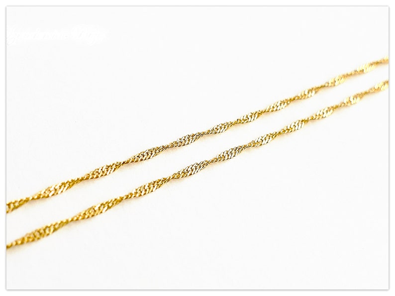 1.1mm Singapore Twister 24K Gelb Gold vergoldete Silber Kette 925 40cm 45cm 50cm Halskette Sterlingsilber Kette Echtsilber Kette Bild 3