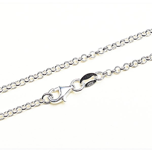 Chaîne Rollo de 1,8 mm Chaîne Rolo en argent 925 Chaîne de célébrité 35 cm 40 cm 45 cm 50 cm 55 cm 60 cm 70 cm 80 cm Collier en argent sterling Chaîne en argent véritable