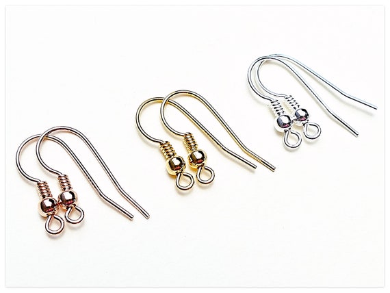 Silver Ear Hooks 24K Gold Plated Ear Wires Sterling Silver Fish