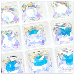 Swarovski 6431 Princess Cut 11,5 mm 16 mm Cristallo AB multicolore geometrico colorato K9 cristallo di vetro pendente in cristallo arcobaleno