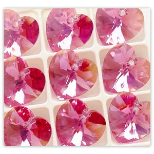 Swarovski 6228 Heart Rose AB 10mm 14mm Heart Crystal Pendant Rose crystal multicolor crystal vintage crystal pink crystal