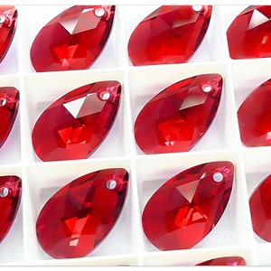 Swarovski Pear-shaped Scarlet Shimmer 6106 Swarovski Pear crystal 16mm 22mm crystal multicolor crystal dark red crystal drop crystal