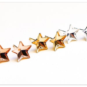 Silver star ear studs sterling silver stud earrings for Swarovski Star 4745 Rose Gold plated blank cast resin earring findings