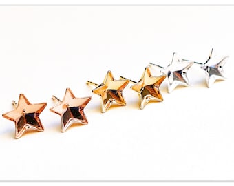 Silver star ear studs sterling silver stud earrings for Swarovski Star 4745 Rose Gold plated blank earring findings