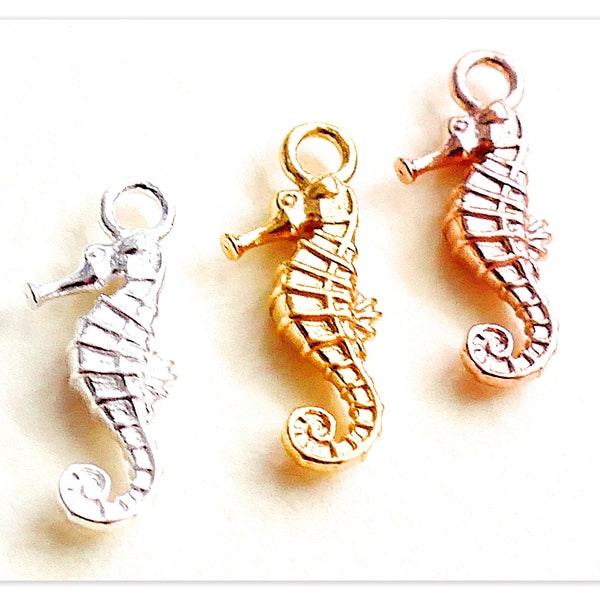 925 Silver Charms 16mm Seahorse Sterling Silver Maritime Rose Gold Plated Small Seahorse Pendant Earrings Sea Summer Ocean