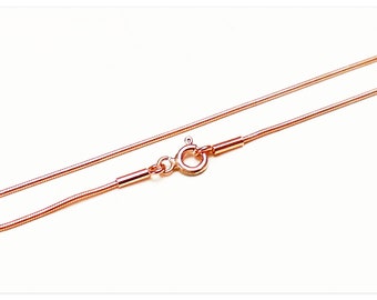 0.9mm Schlangenkette 18K Rose Gold vergoldete Silber Kette 35cm 40cm 45cm 50cm 60cm 70cm 80cm 925 Sterlingsilber Halskette Echtsilber Kette