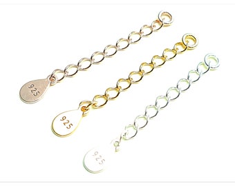 40mm extension Rollo chain with 925 plate 4cm rose gold plated sterling silver chain extender for necklaces bracelets