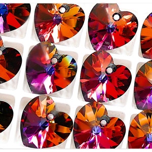 Swarovski 6228 Heart Volcano 10mm 14mm Swarovski Herz Kristall multicolor Kristall Anhänger oranges Kristall pinkes Kristall Kupfer Herz