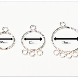 Silver chandelier earrings findings sterling silver earring connector sterling 925 hoop pendant base solid silver connectors 10mm 12mm 15mm