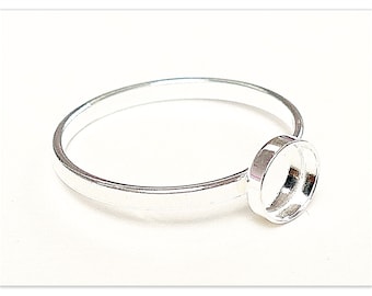 6 mm rund cabochonring i 925 sterlingsilver, ringämnen i äkta silver, storlekar 6, 7, 8, 9, 10, 11, 12, 13, 14, 15, 16, 17, 18, 19, 20, 21