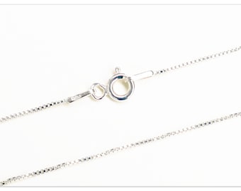 1mm veneziana silver 925 box chain 40cm 45cm 50cm 55cm 60cm 70cm 80cm solid silver delicate cube necklace 16" 18" 20" 22" 24" 28"  32"