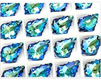 Swarovski 6090 Baroque Bermuda Blue 16mm crystal 22mm pendant Turquoise crystal Multicolor stone drop pendant
