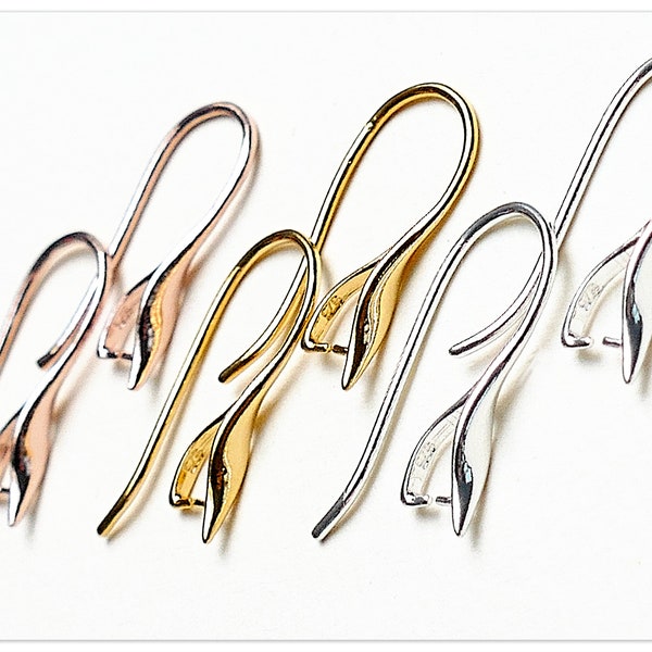 Silber Ohrhaken 925 Sterlingsilber Ohrring Elemente Rose Gold Offene Ohrhaken für Swarovski vergoldete dekorative Komponenten für Ohrringe