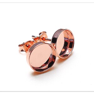 8mm Silber runde Cabochon Ohrstecker Elemente Sterlingsilber Stecker für Harz 925 Ohrring Rohlinge Komponenten für Harze Lünette Fassung Rose Gold pl. Silver