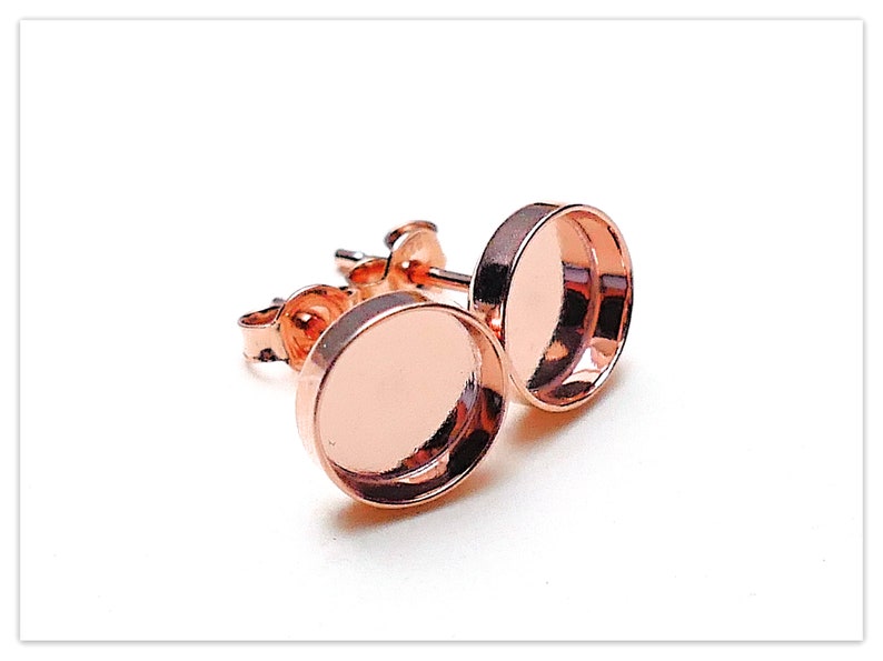 8mm Silber runde Cabochon Ohrstecker Elemente Sterlingsilber Stecker für Harz 925 Ohrring Rohlinge Komponenten für Harze Lünette Fassung Rose Gold pl. Silver