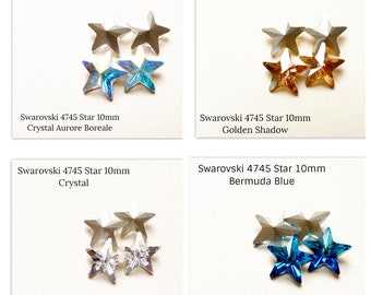 Swarovski Star 10mm 4745 Crystal Aurore Boreale Golden Shadow Bermuda Blue fancy stone gold turquoise white silver multicolor rainbow beige