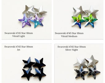 Swarovski Star 10mm 4745 Crystal Vitrail Light Vitrail Medium Silver Night Jet fancy stone black green purple violetmulticolor rainbow